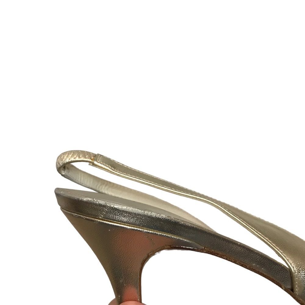 St. John peep toe slingback stiletto sandals heels gold 8.5‎ - Picture 6 of 9